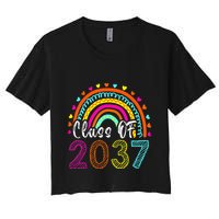 Class Of 2037 Kindergarten Prek Grow With Me Graduation Women's Crop Top Tee