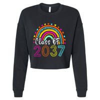Class Of 2037 Kindergarten Prek Grow With Me Graduation Cropped Pullover Crew