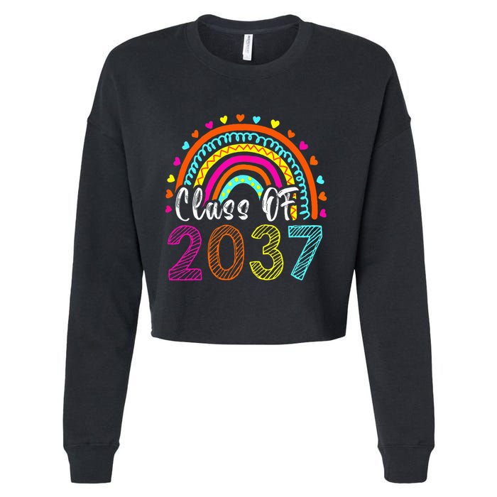 Class Of 2037 Kindergarten Prek Grow With Me Graduation Cropped Pullover Crew