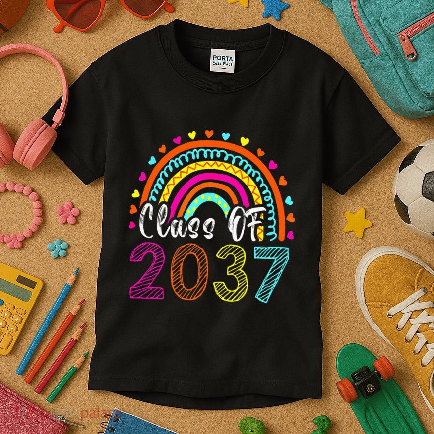 Class Of 2037 Kindergarten Prek Grow With Me Graduation Kids T-Shirt