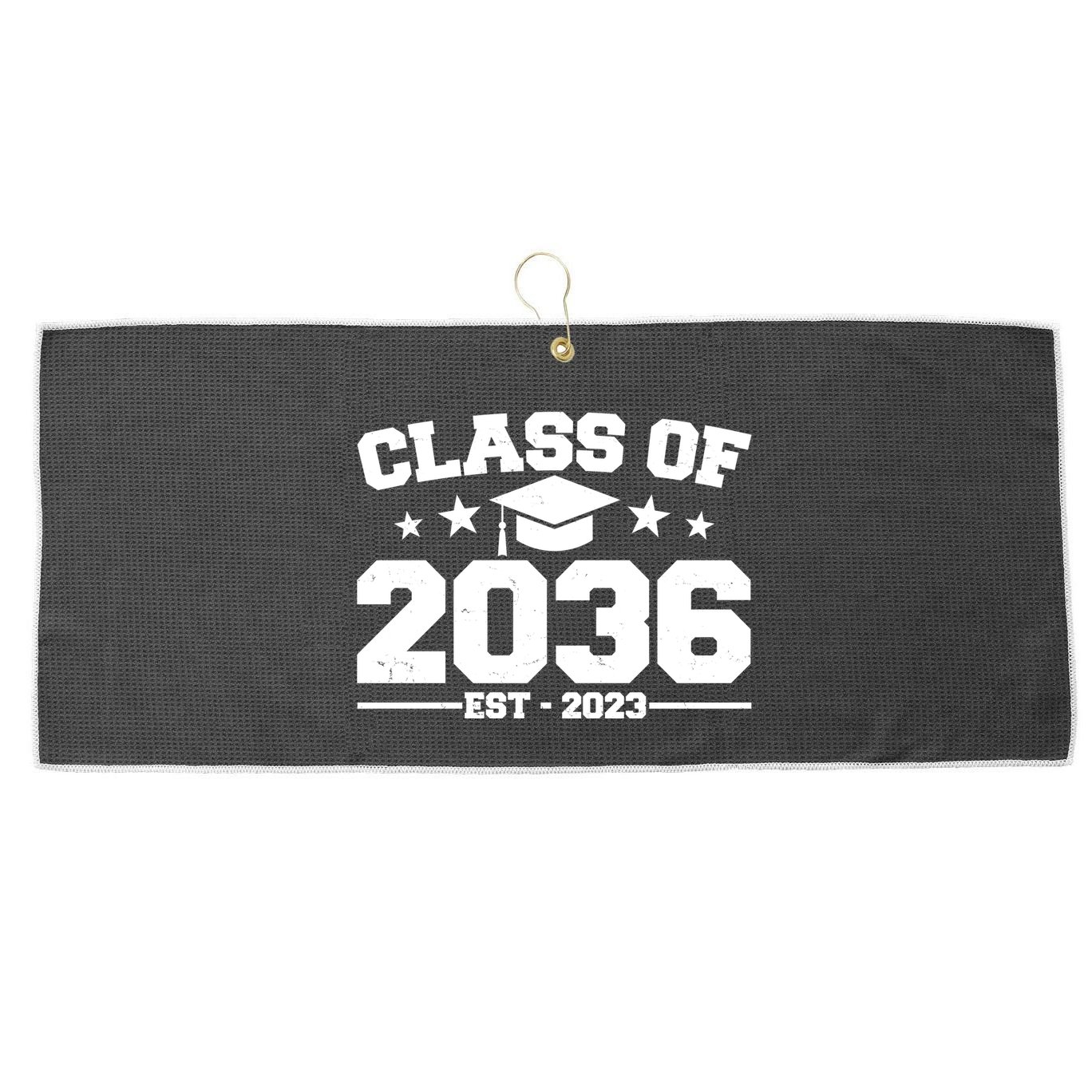 Class Of 2036 Grow With Me Kindergarten Graduation Large Microfiber Waffle Golf Towel