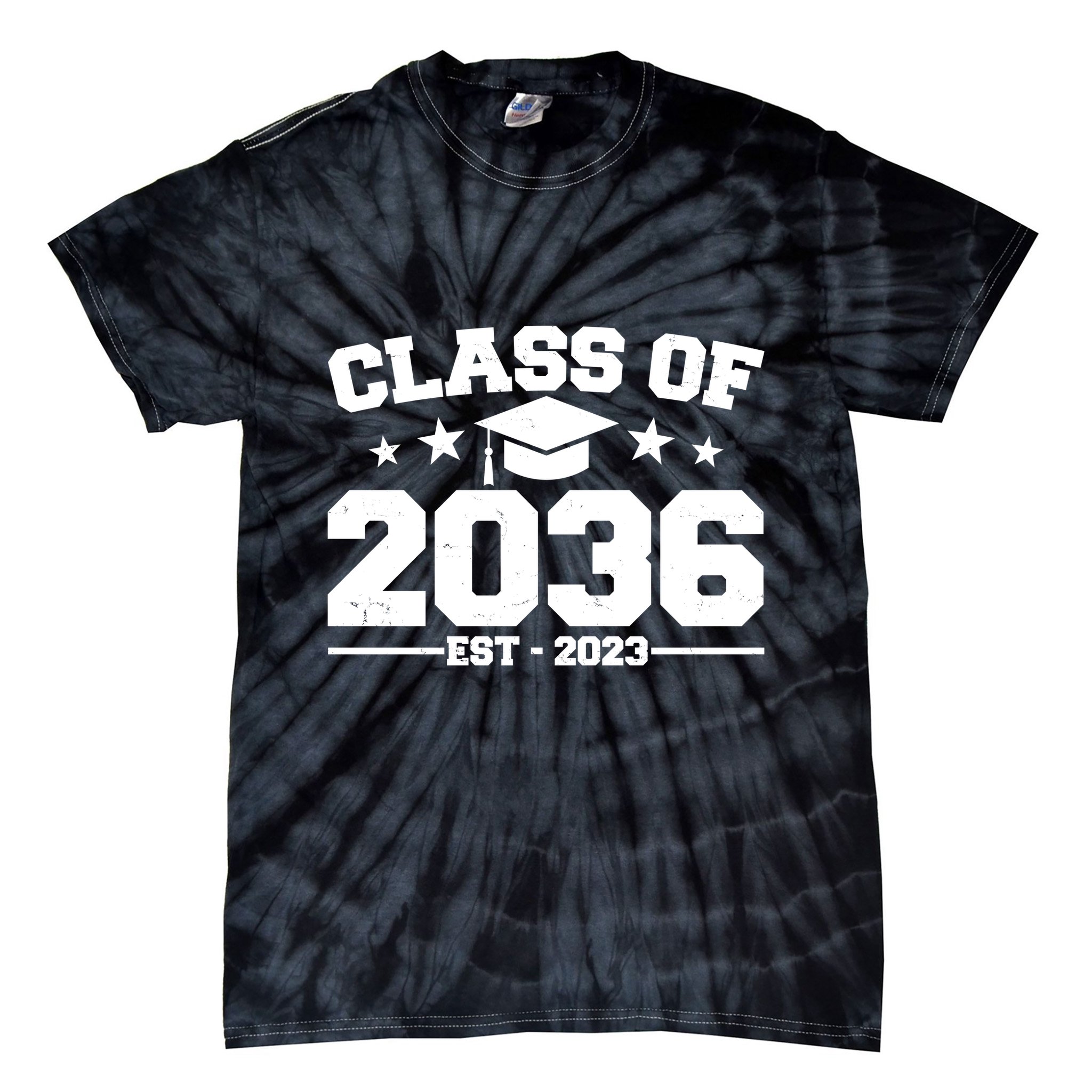 Class Of 2036 Grow With Me Kindergarten Graduation Tie-Dye T-Shirt