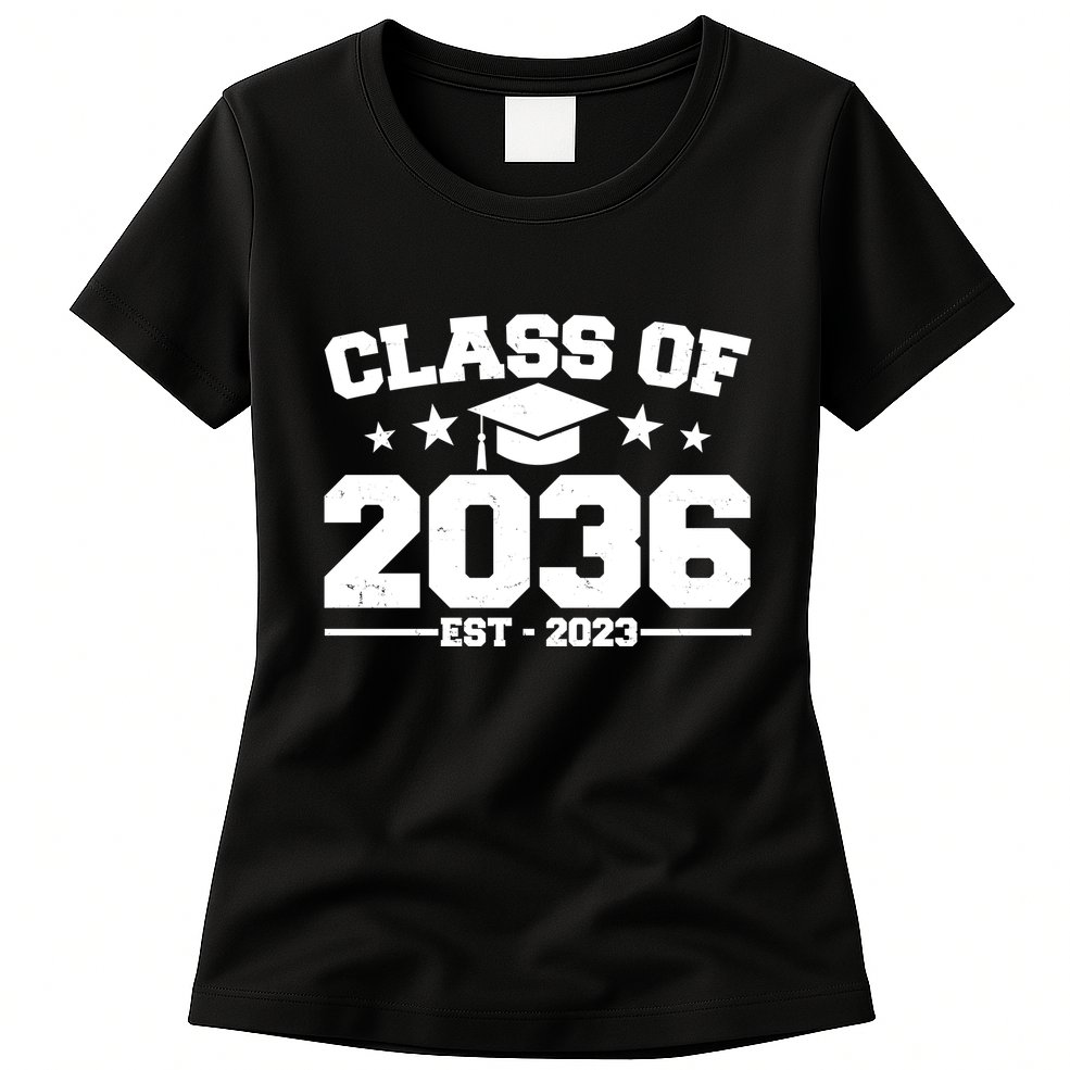 Class Of 2036 Grow With Me Kindergarten Graduation Womens T-Shirt
