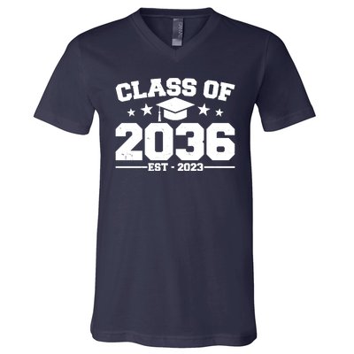 Class Of 2036 Grow With Me Kindergarten Graduation V-Neck T-Shirt