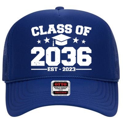 Class Of 2036 Grow With Me Kindergarten Graduation High Crown Mesh Back Trucker Hat