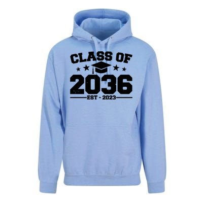 Class Of 2036 Grow With Me Kindergarten Graduation Unisex Surf Hoodie