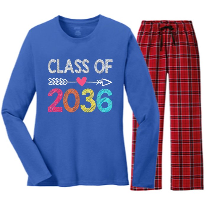 Class Of 2036 Grow With Me First Day Of Kindergarten Women's Long Sleeve Flannel Pajama Set 