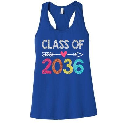 Class Of 2036 Grow With Me First Day Of Kindergarten Women's Racerback Tank