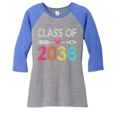 Class Of 2036 Grow With Me First Day Of Kindergarten Women's Tri-Blend 3/4-Sleeve Raglan Shirt