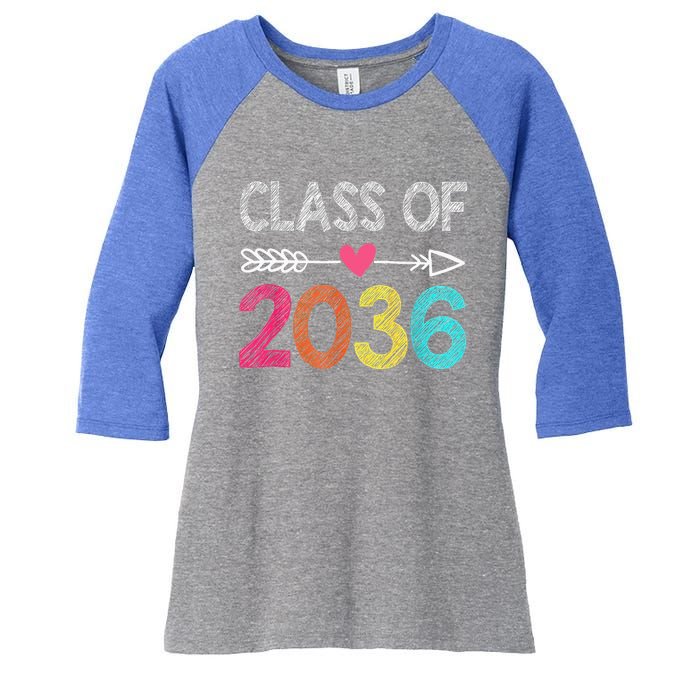 Class Of 2036 Grow With Me First Day Of Kindergarten Women's Tri-Blend 3/4-Sleeve Raglan Shirt