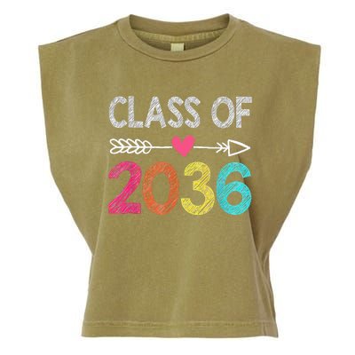 Class Of 2036 Grow With Me First Day Of Kindergarten Garment-Dyed Women's Muscle Tee