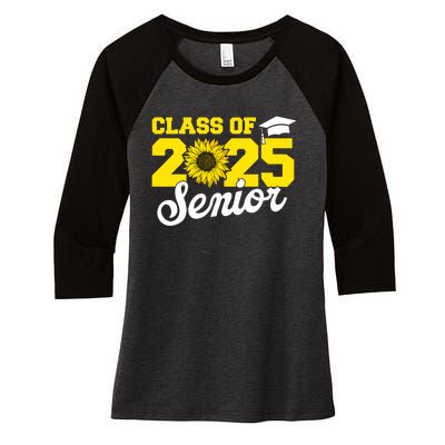 Class Of 2025 Senior 2025 Sunflower Back To School 2025 Girl Women's Tri-Blend 3/4-Sleeve Raglan Shirt