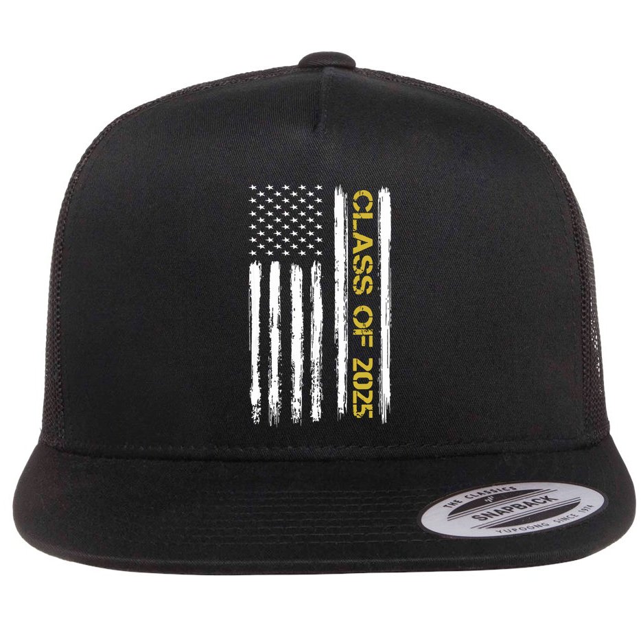 Class Of 2025 Senior Patriotic American Flag Graduation Gift Flat Bill Trucker Hat
