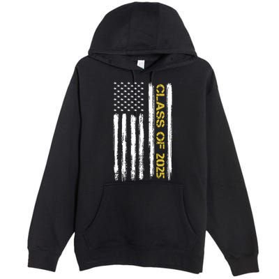 Class Of 2025 Senior Patriotic American Flag Graduation Gift Premium Pullover Hoodie