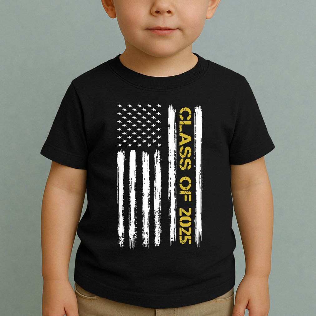 Class Of 2025 Senior Patriotic American Flag Graduation Gift Toddler T-Shirt