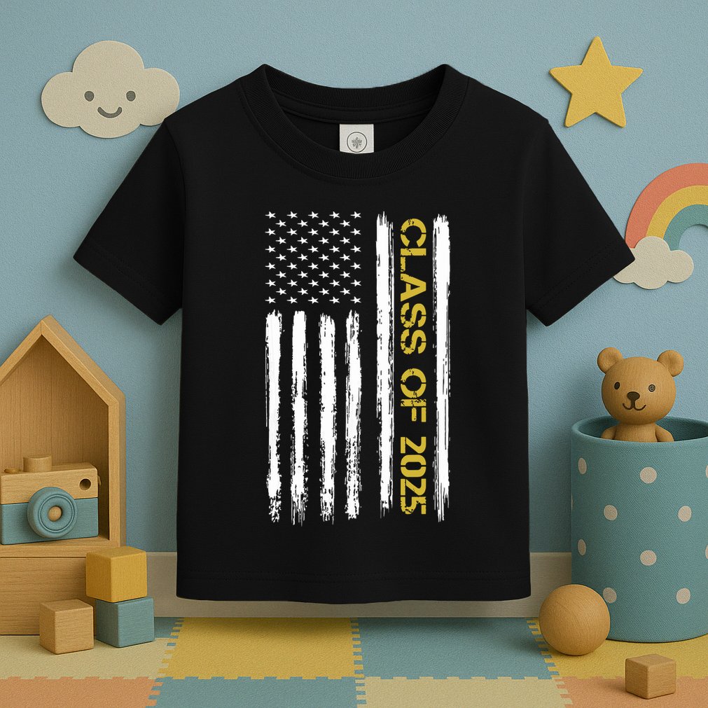 Class Of 2025 Senior Patriotic American Flag Graduation Gift Toddler T-Shirt