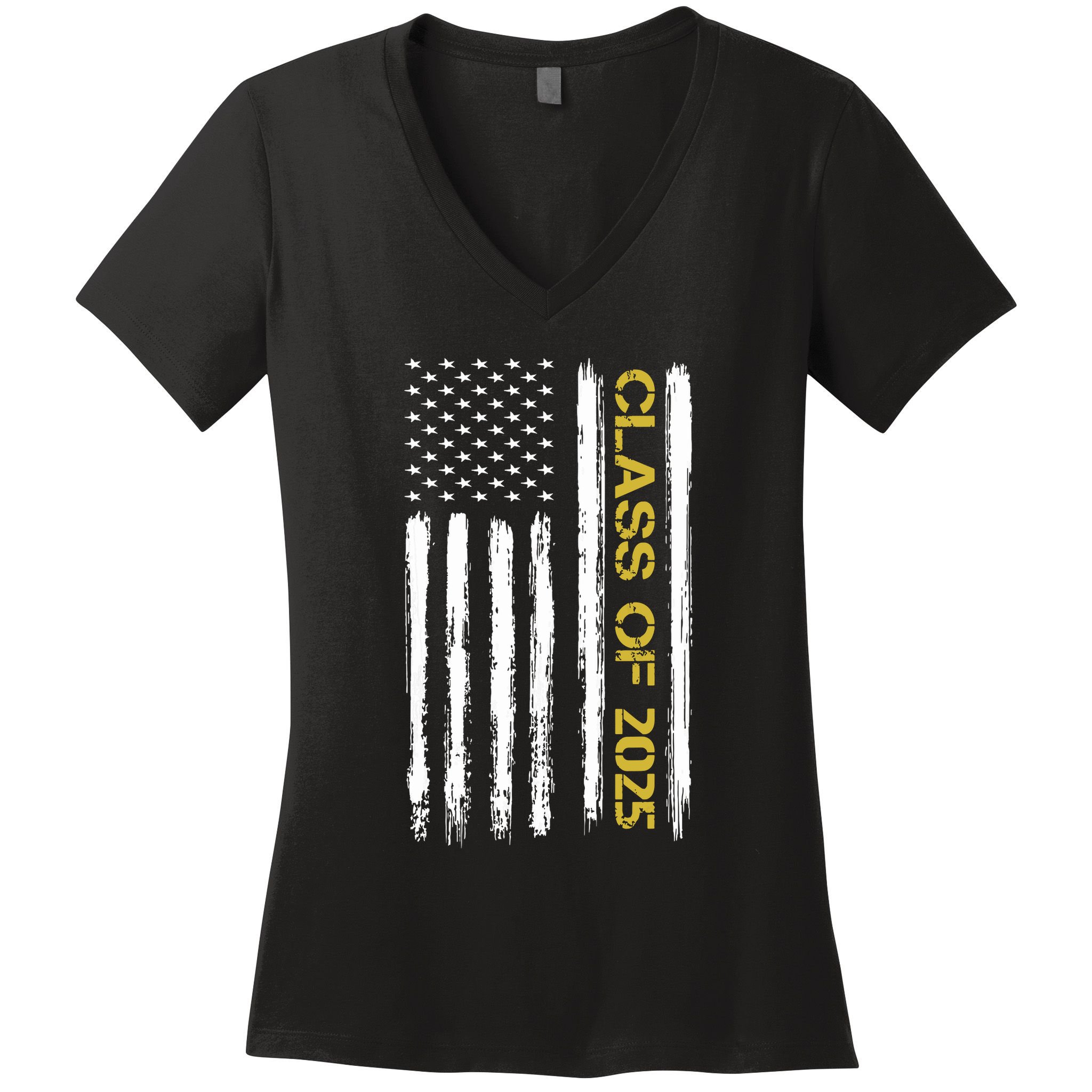 Class Of 2025 Senior Patriotic American Flag Graduation Gift Women's V-Neck T-Shirt