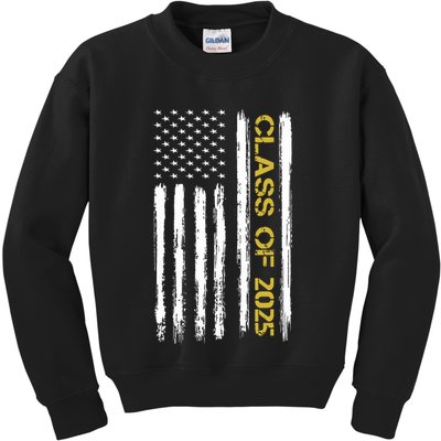 Class Of 2025 Senior Patriotic American Flag Graduation Gift Kids Sweatshirt