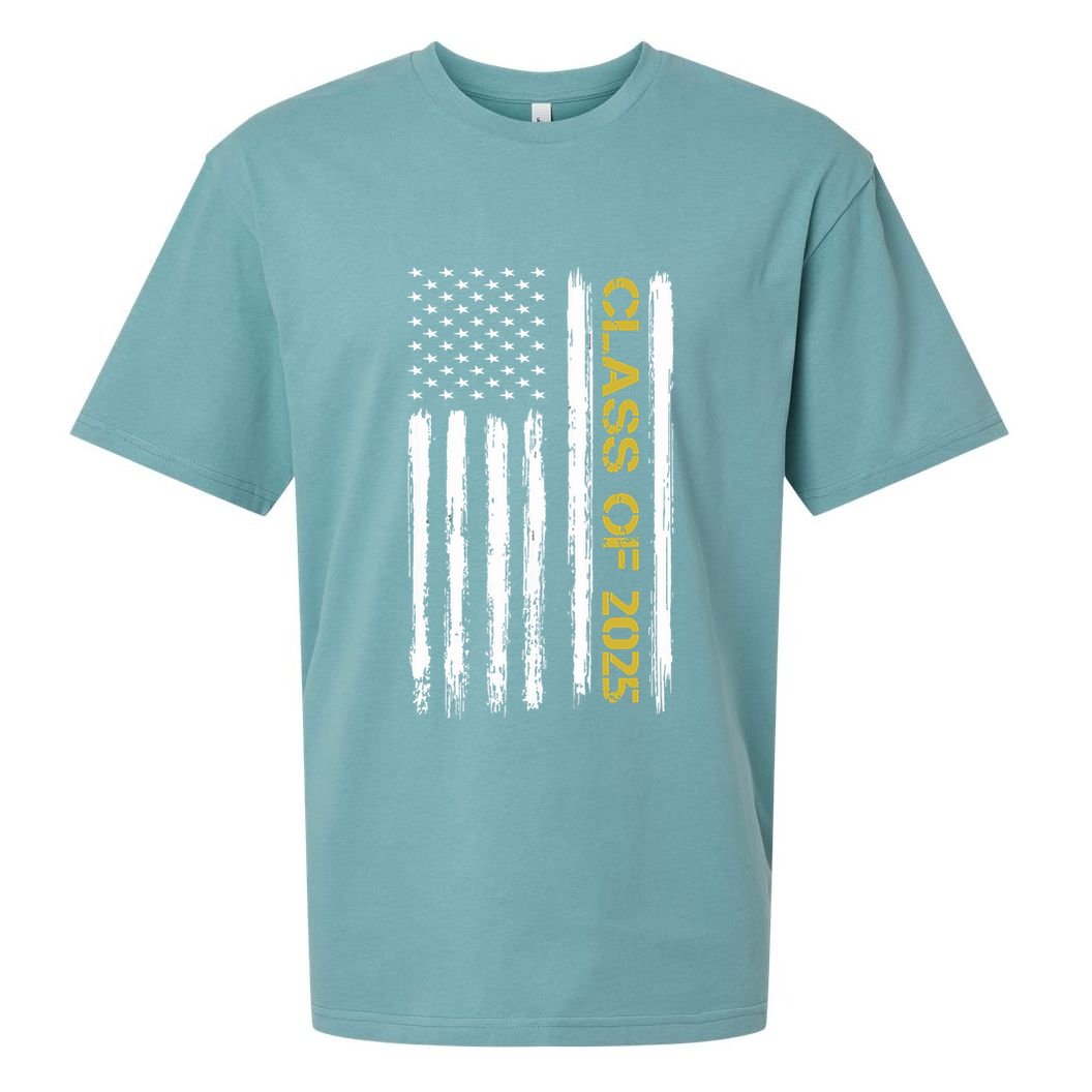 Class Of 2025 Senior Patriotic American Flag Graduation Gift Sueded Cloud Jersey T-Shirt