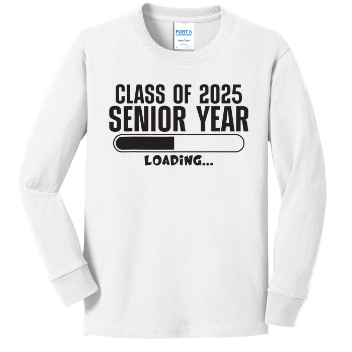 Class Of 2025 Senior Year Loading Funny Senior 2025 Kids Long Sleeve Shirt