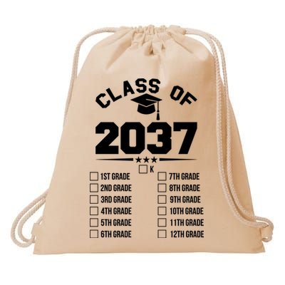 Class Of 2037 Grow With Me Checklist Kindergarten 12th Grade Drawstring Bag