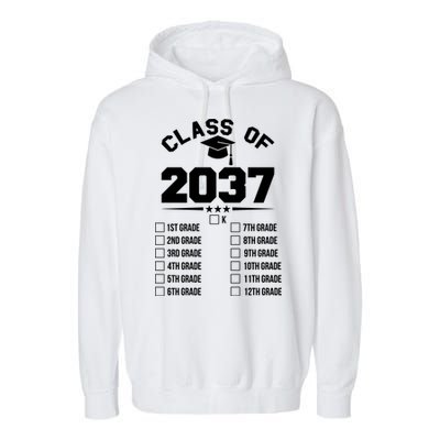 Class Of 2037 Grow With Me Checklist Kindergarten 12th Grade Garment-Dyed Fleece Hoodie