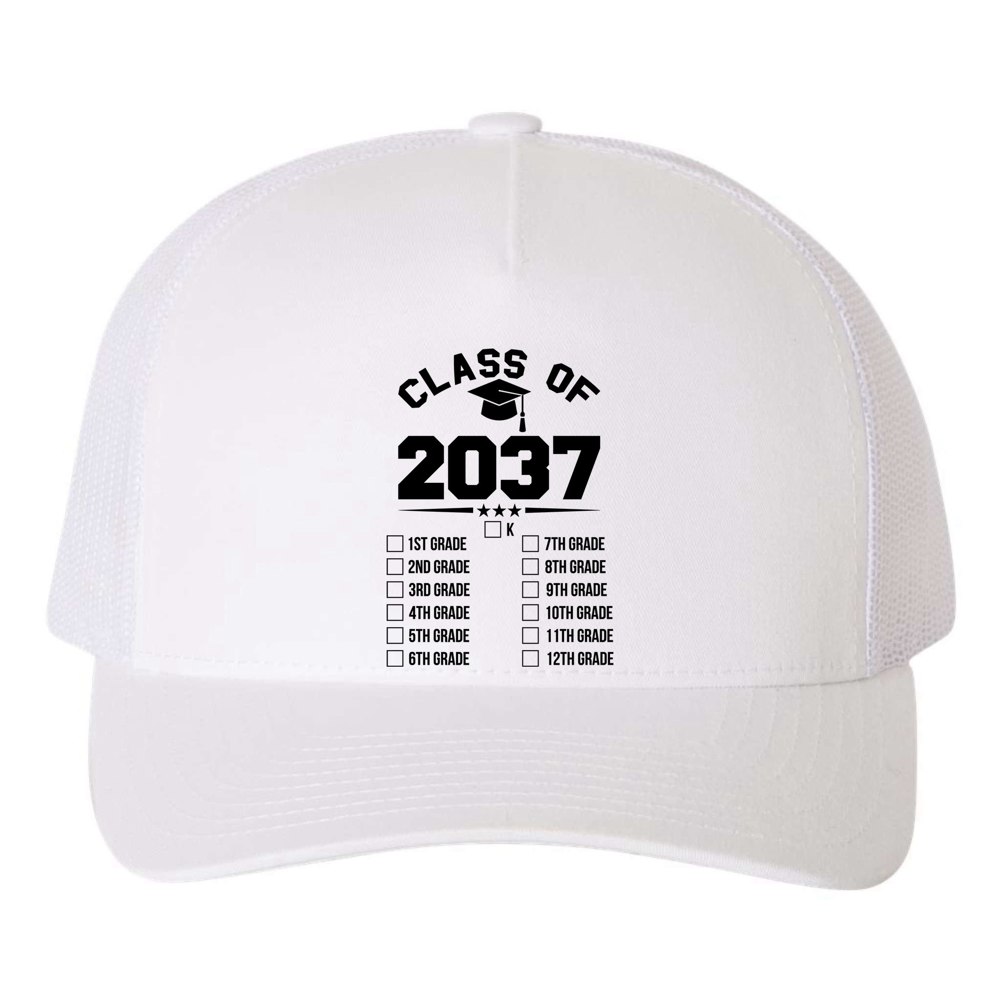 Class Of 2037 Grow With Me Checklist Kindergarten 12th Grade Yupoong Adult 5-Panel Trucker Hat