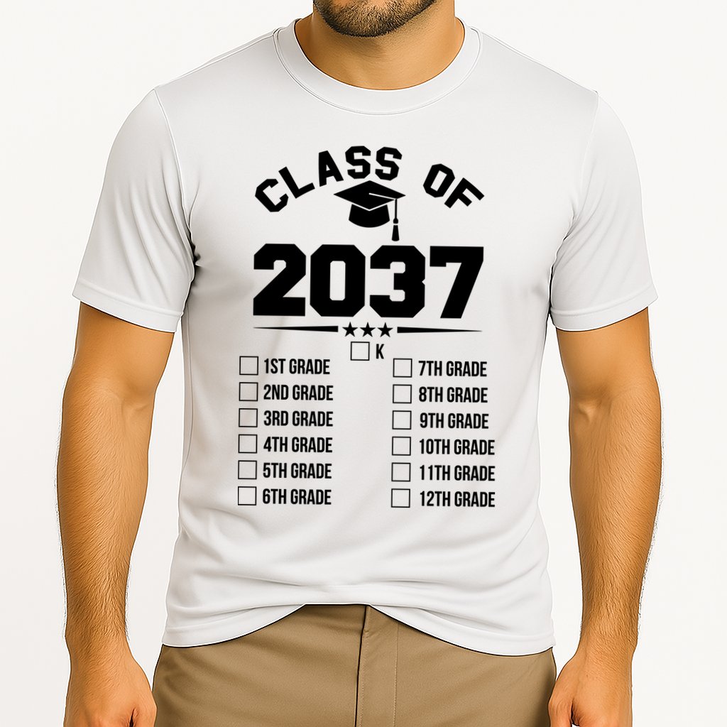 Class Of 2037 Grow With Me Checklist Kindergarten 12th Grade Performance Shirt