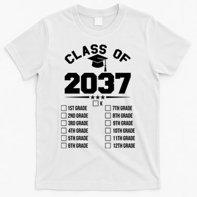 Class Of 2037 Grow With Me Checklist Kindergarten 12th Grade T-Shirt
