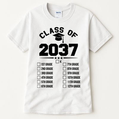 Class Of 2037 Grow With Me Checklist Kindergarten 12th Grade Tall T-Shirt