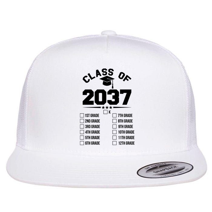 Class Of 2037 Grow With Me Checklist Kindergarten 12th Grade Flat Bill Trucker Hat