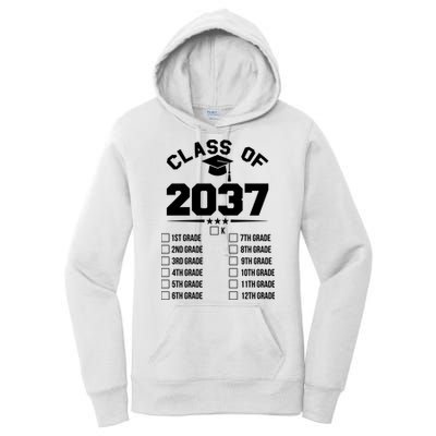 Class Of 2037 Grow With Me Checklist Kindergarten 12th Grade Women's Pullover Hoodie