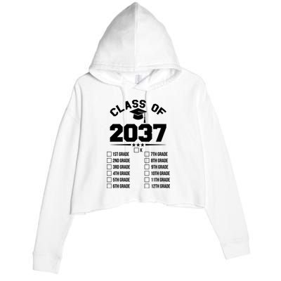 Class Of 2037 Grow With Me Checklist Kindergarten 12th Grade Crop Fleece Hoodie