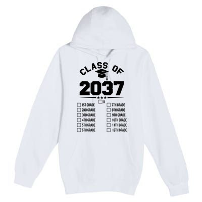 Class Of 2037 Grow With Me Checklist Kindergarten 12th Grade Premium Pullover Hoodie