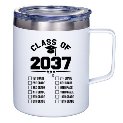 Class Of 2037 Grow With Me Checklist Kindergarten 12th Grade 12oz Stainless Steel Coffee Mug