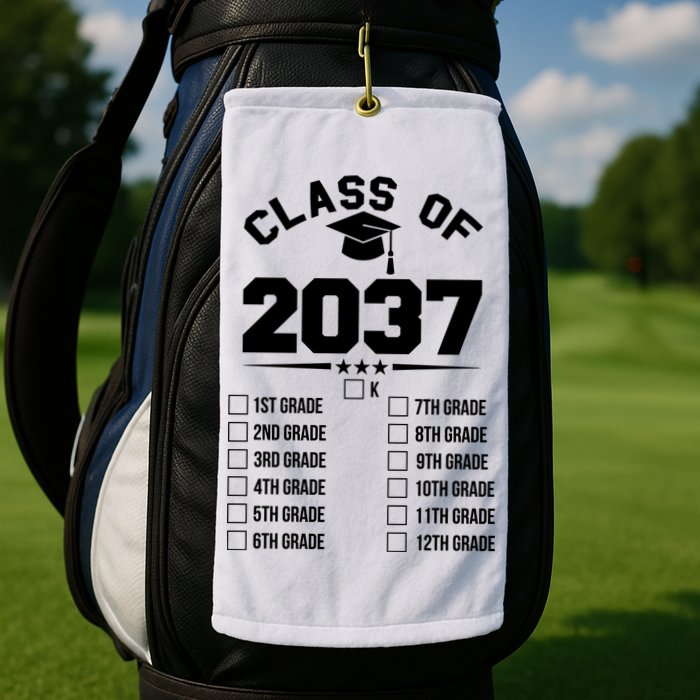 Class Of 2037 Grow With Me Checklist Kindergarten 12th Grade Golf Towel