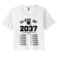 Class Of 2037 Grow With Me Checklist Kindergarten 12th Grade Crop Top