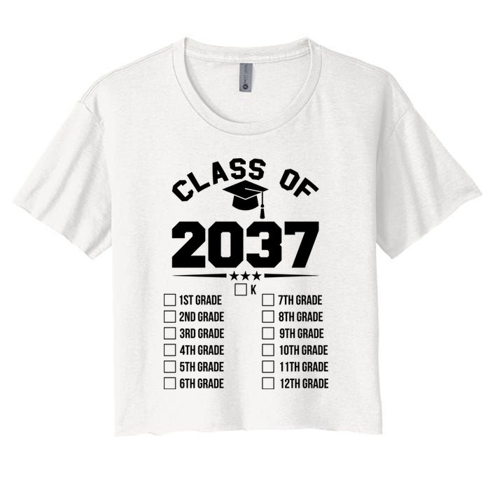 Class Of 2037 Grow With Me Checklist Kindergarten 12th Grade Crop Top