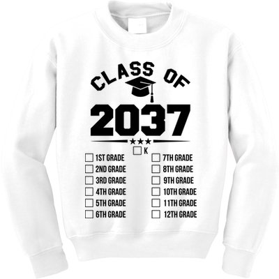 Class Of 2037 Grow With Me Checklist Kindergarten 12th Grade Kids Sweatshirt