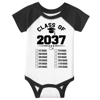 Class Of 2037 Grow With Me Checklist Kindergarten 12th Grade Infant Baby Jersey Bodysuit