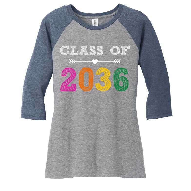 Class Of 2036 Colorful Graduation Gift Women's Tri-Blend 3/4-Sleeve Raglan Shirt