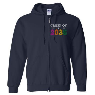 Class Of 2036 Colorful Graduation Gift Full Zip Hoodie