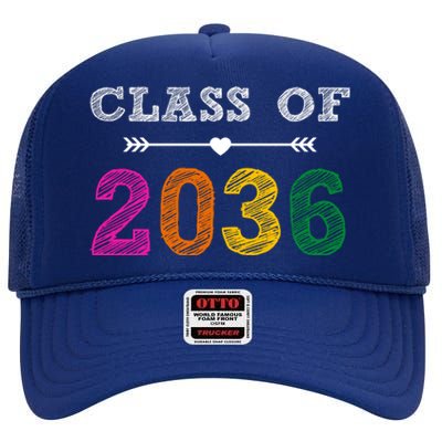 Class Of 2036 Colorful Graduation Gift High Crown Mesh Back Trucker Hat