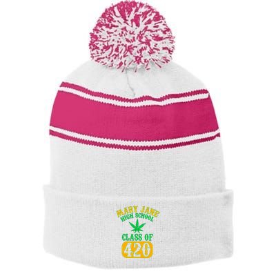 Class Of 420 Marijuana Cannabis Pothead Stoner Stripe Pom Pom Beanie