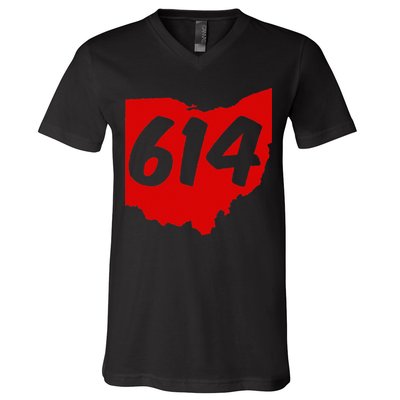 Columbus Ohio 614 Area Code 614 V-Neck T-Shirt