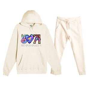 Class Of 74 1974 50th Class Reunion Tie Dye Graduation Items Premium Hooded Sweatsuit Set