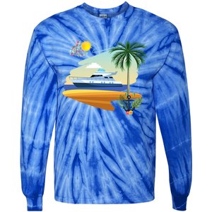 Cruising On A Yacht Funny Family Cruise Ship Cruising Lovers Gift Tie-Dye Long Sleeve Shirt