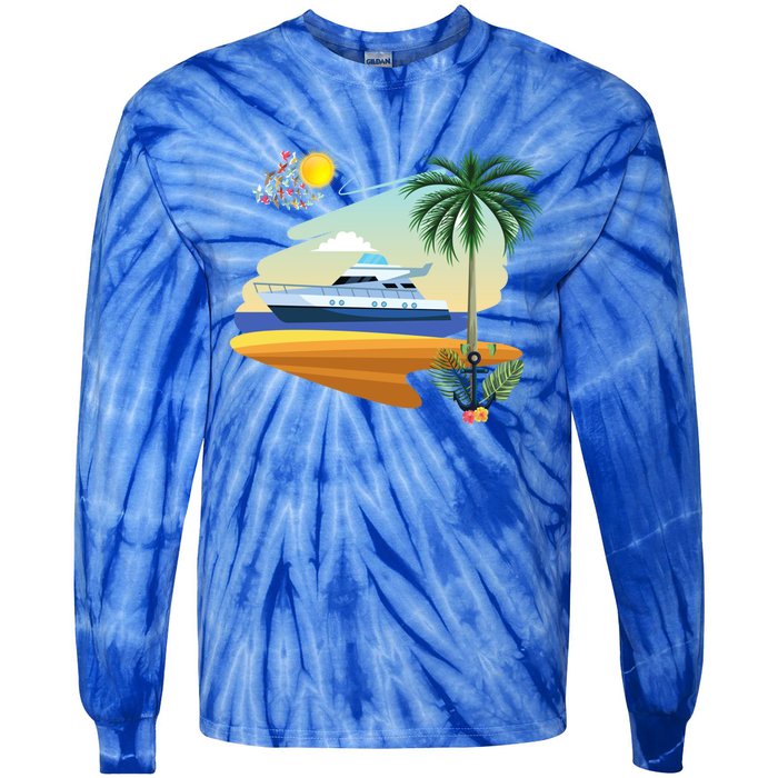 Cruising On A Yacht Funny Family Cruise Ship Cruising Lovers Gift Tie-Dye Long Sleeve Shirt