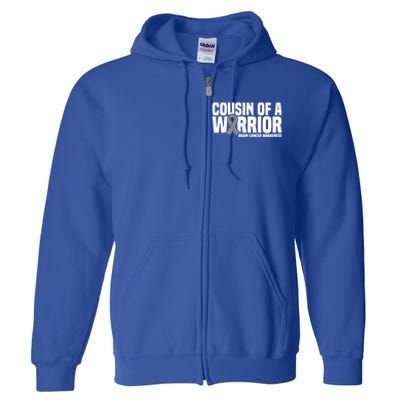 Cousin Of A Warrior Grey Ribbon Brain Cancer Awareness Cool Gift Full Zip Hoodie