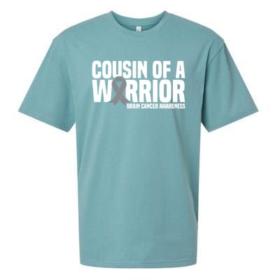 Cousin Of A Warrior Grey Ribbon Brain Cancer Awareness Cool Gift Sueded Cloud Jersey T-Shirt